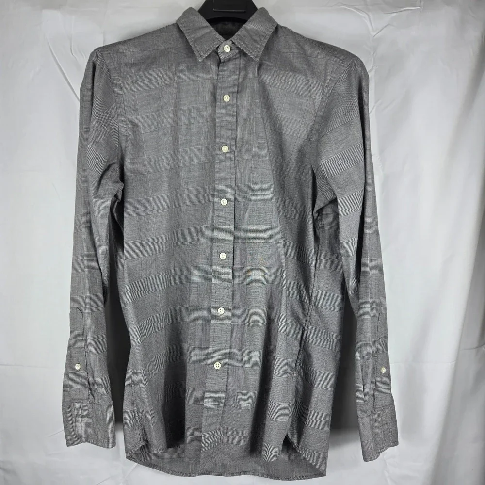 Polo Ralph Lauren Mens Classic Fit Glen Plaid Button Down Shirt Grey White Med
